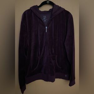 New York & Company burgundy velour large zipper hoodie.